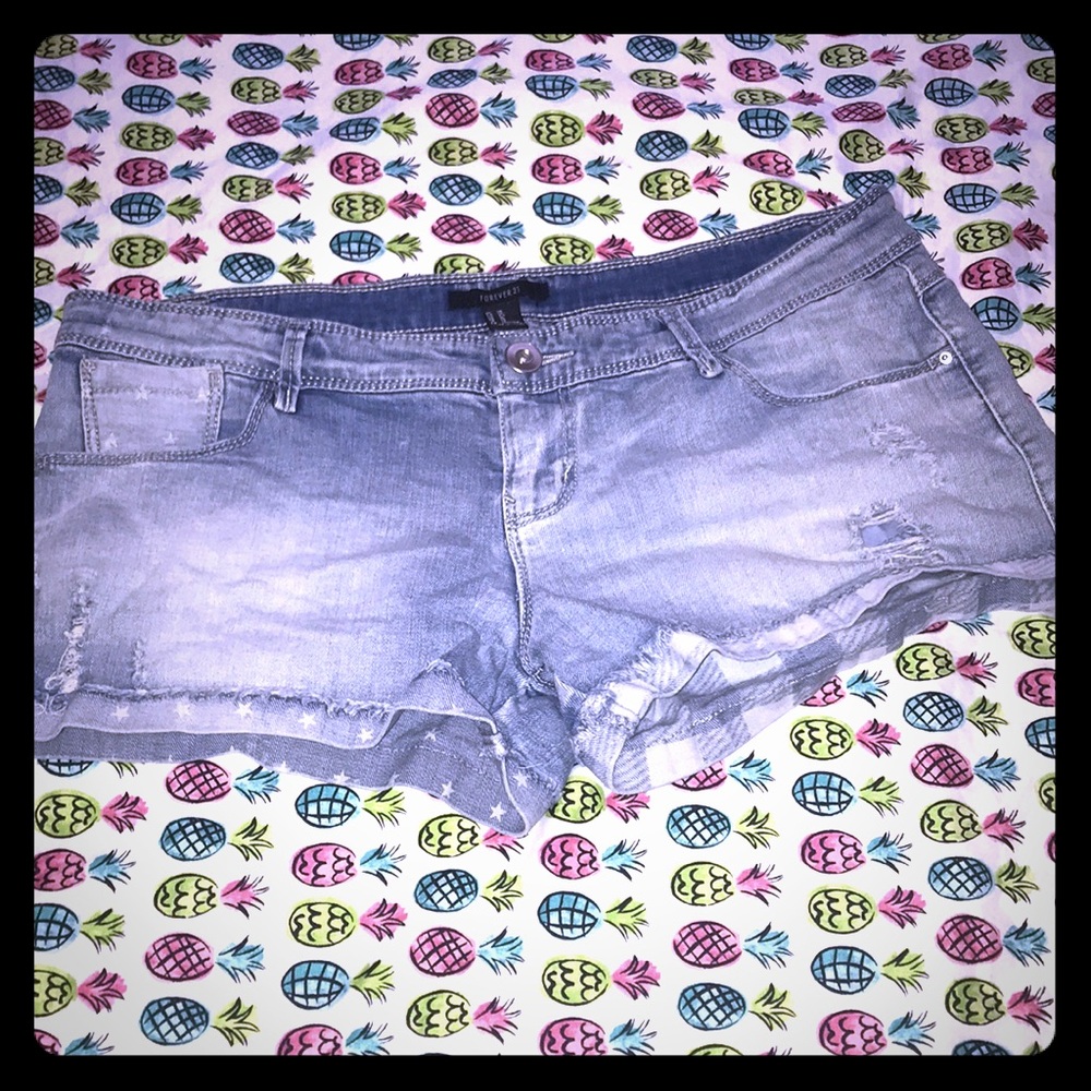 Light blue denim shorts